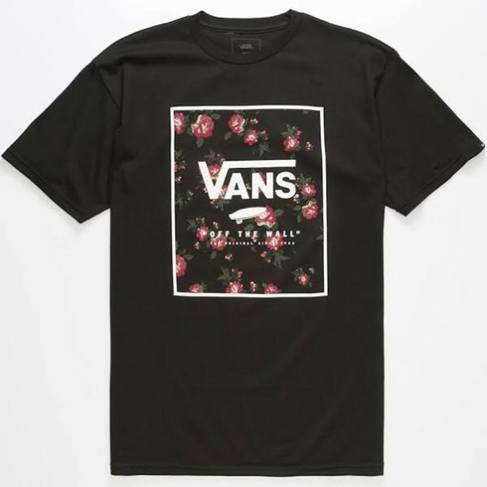 Vans Rose Print Box Tee - Black - Classic Fit - L